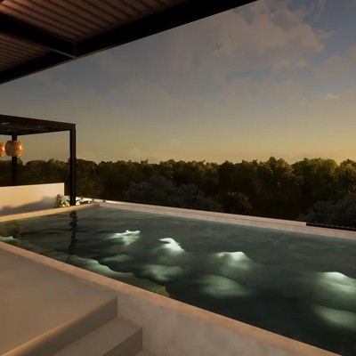 Image of a Rooftop Pool, featuring Private Terrace and Jungle View.