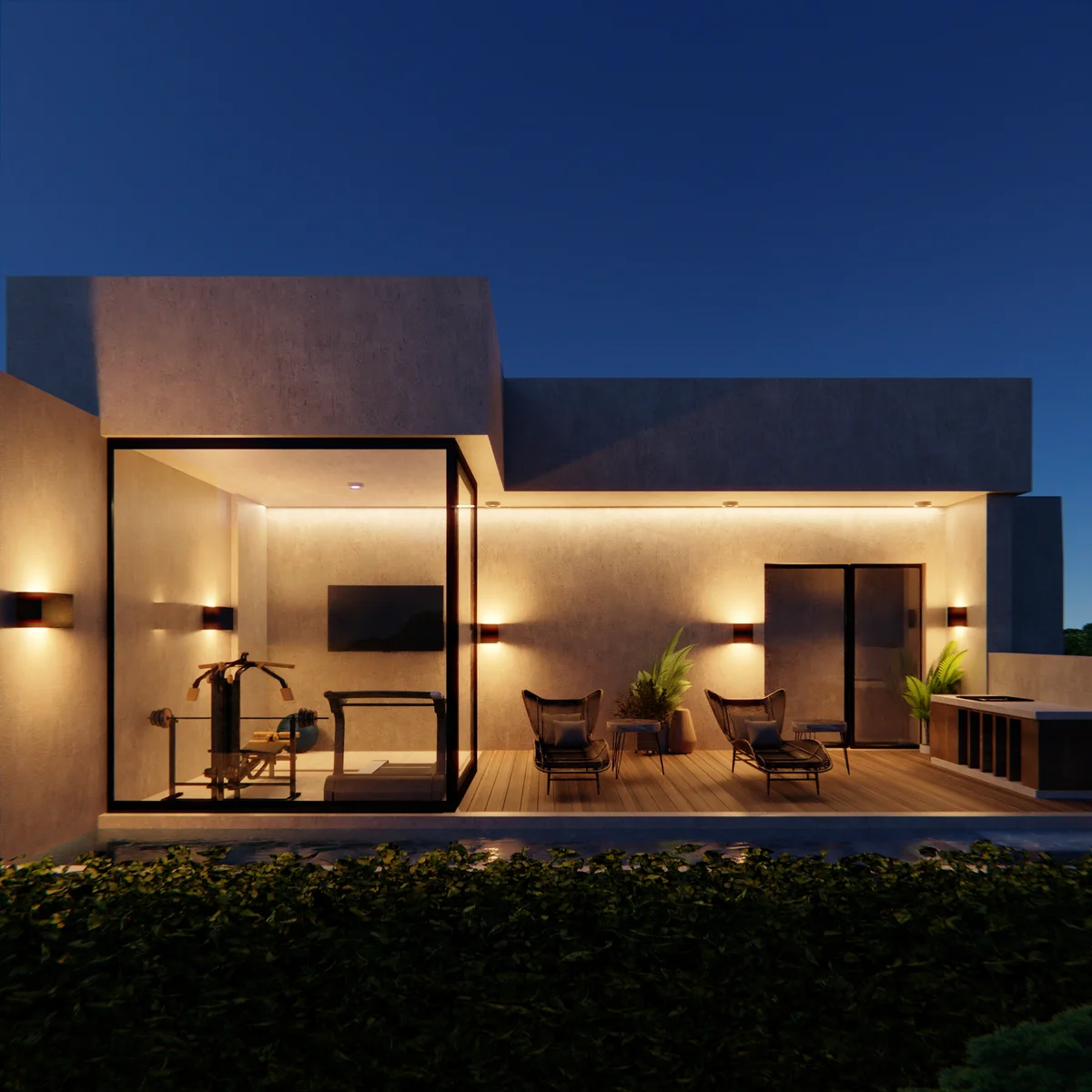 Image of a Rooftop Terrace, featuring Private Gym and Outdoor Lounge.