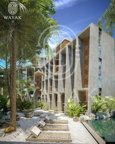 Image of a Modern Architecture, featuring Concrete Facade and Lush Landscaping.