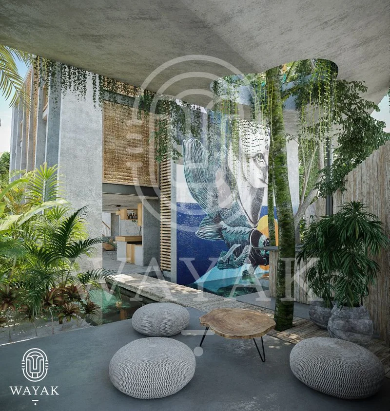Image of a Central Courtyard, featuring Lush Greenery and Indoor-Outdoor Living.