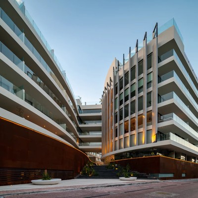 Image of a Modern Architecture, featuring Private Balconies and Glass Balustrades.