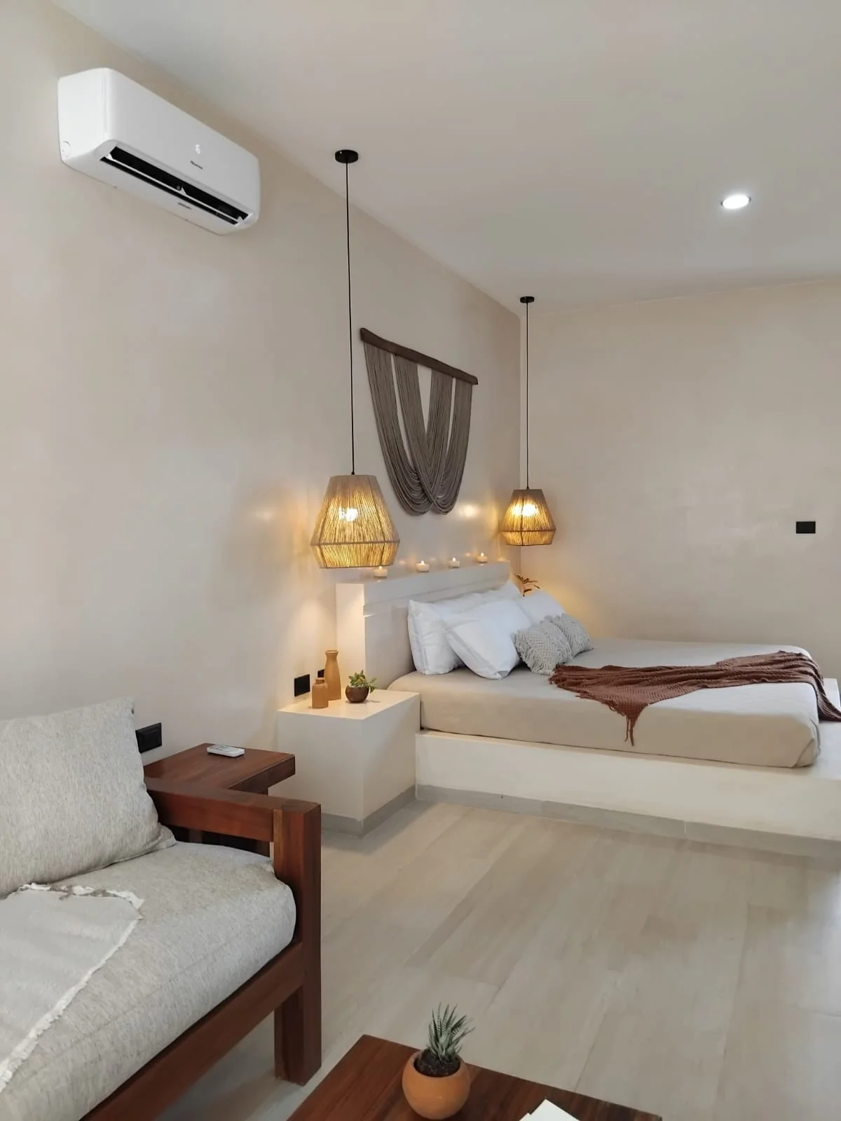 Image of a Bedroom Suite, featuring Bohemian Decor and Minimalist Design.