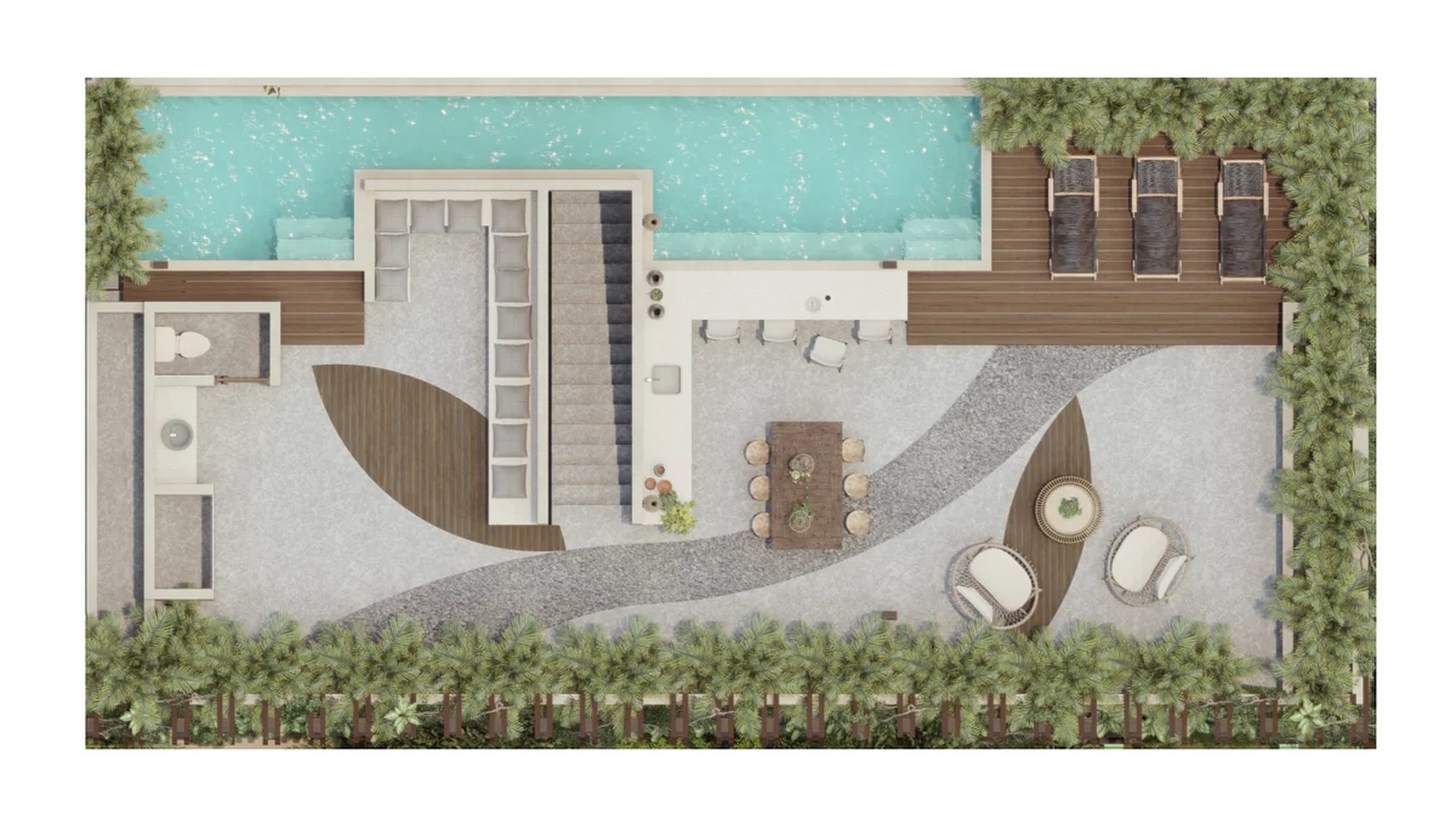 Image of a Private Swimming Pool, featuring Sundeck and Outdoor Kitchen & Bar.