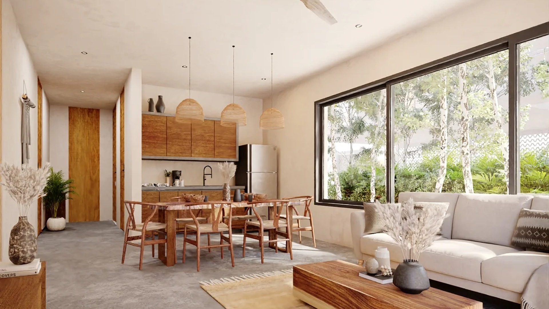Image of a Open Concept Living, featuring Bohemian Decor and Natural Wood Finishes.