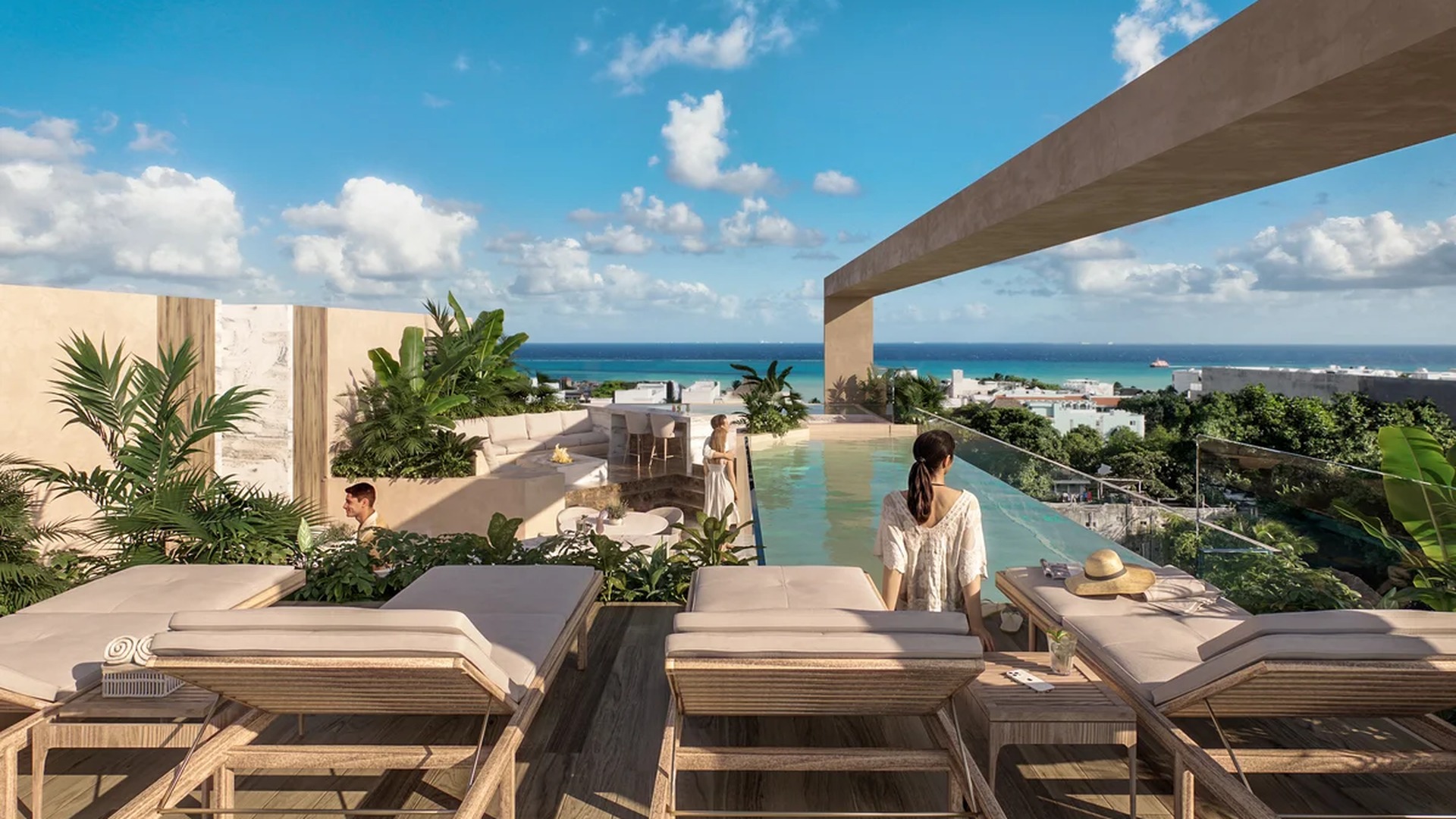 Image of a Rooftop Pool Deck, featuring Infinity Pool and Ocean View.