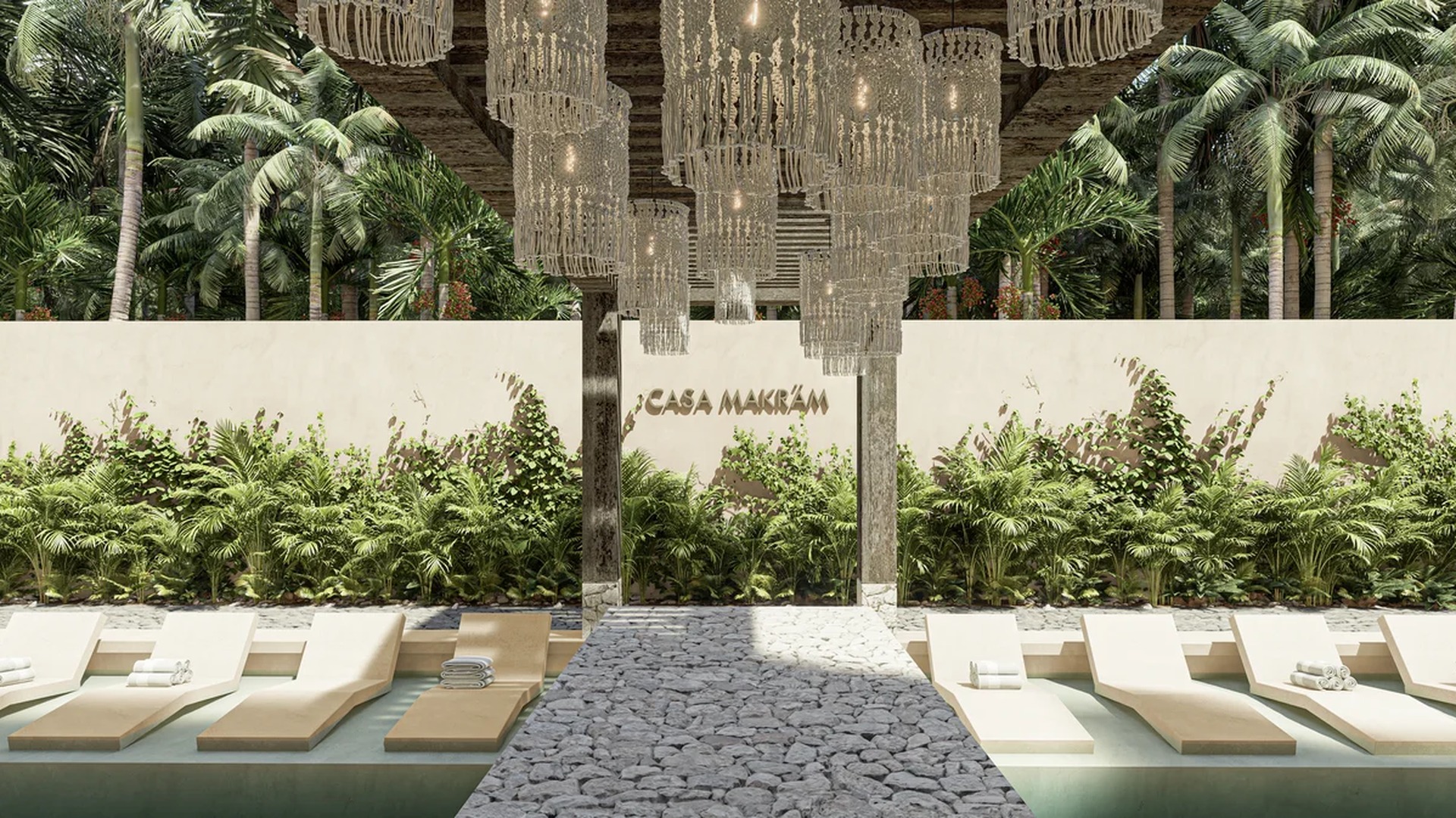 Image of a Resort-Style Pool, featuring In-Pool Loungers and Lush Garden.