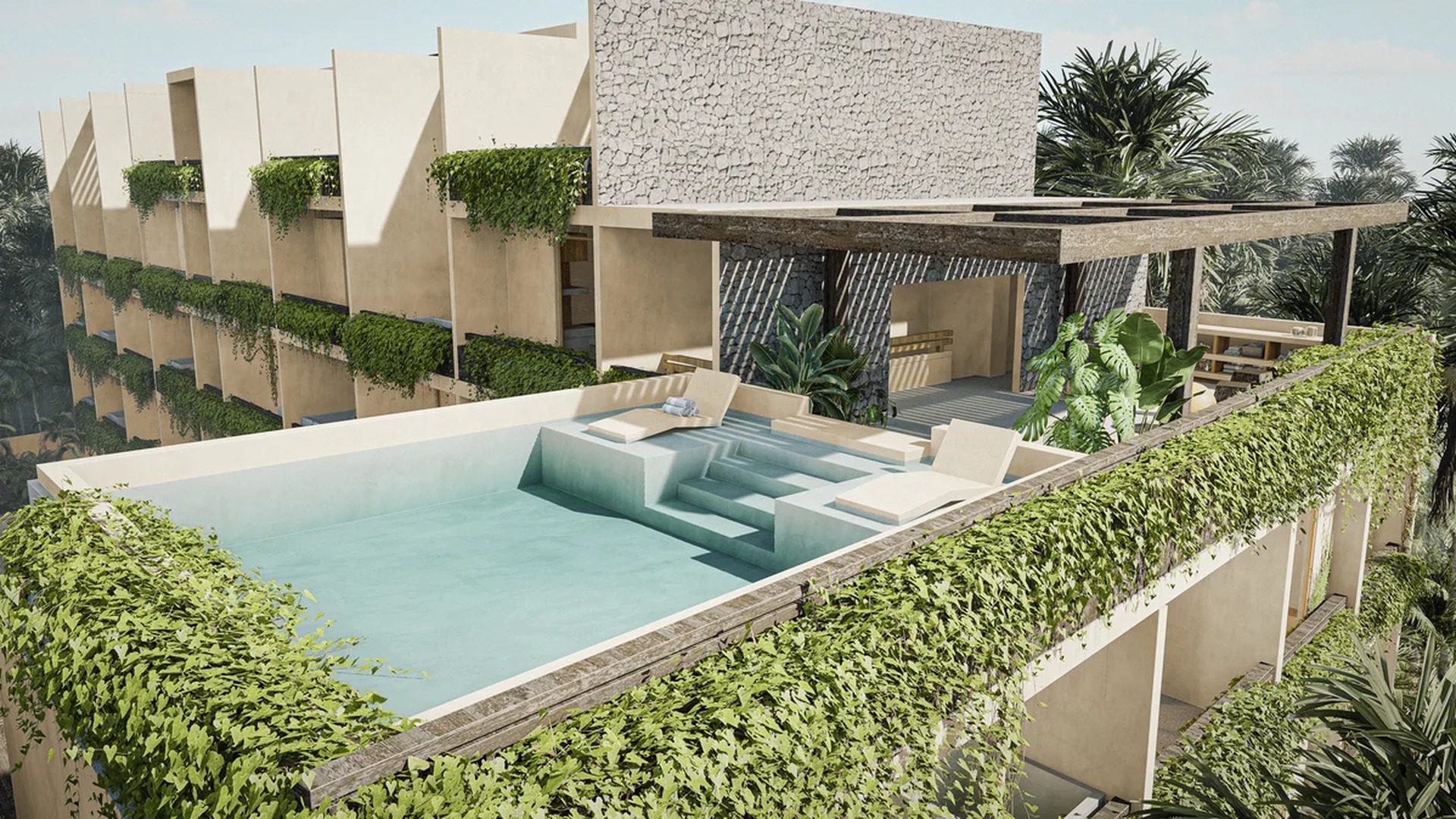 Image of a Rooftop Pool, featuring Sun Deck and In-Pool Loungers.