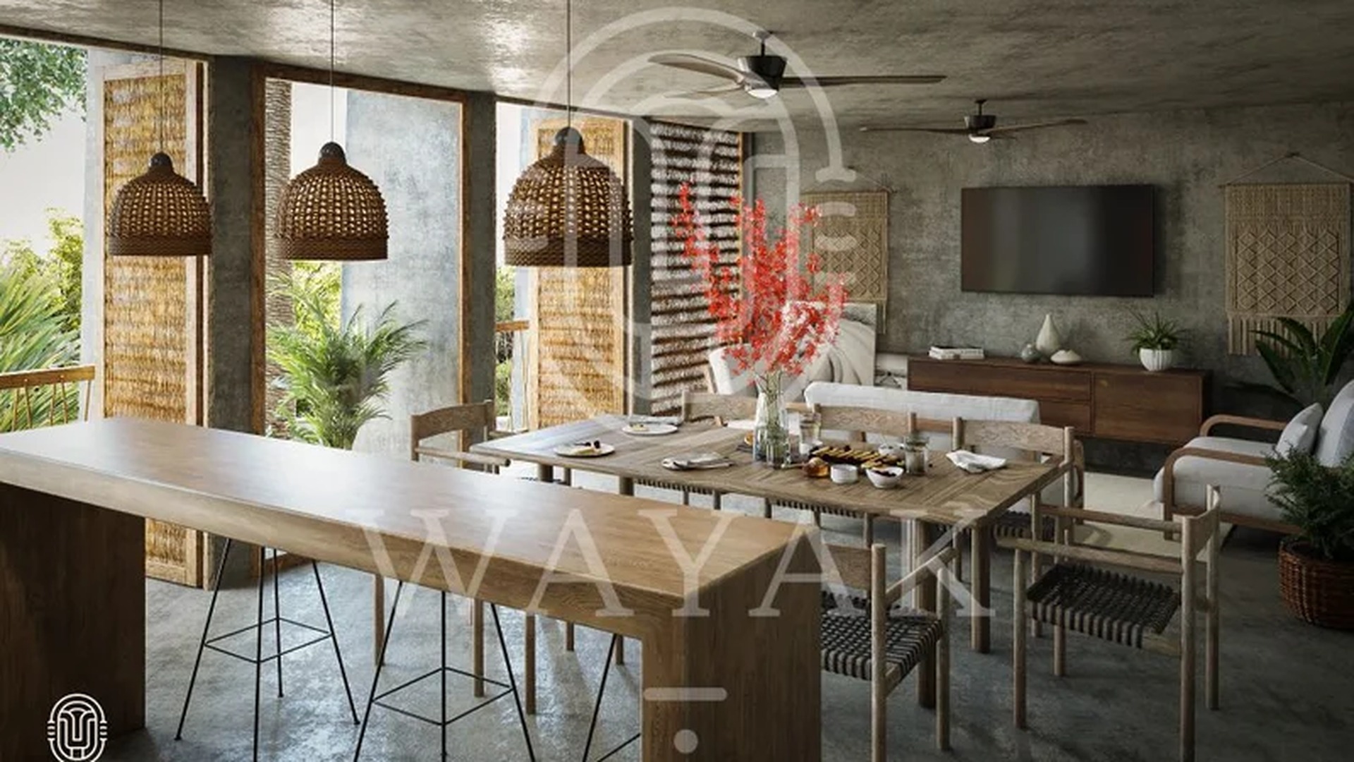 Image of a Open-Concept Living, featuring Dining Area and Breakfast Bar.