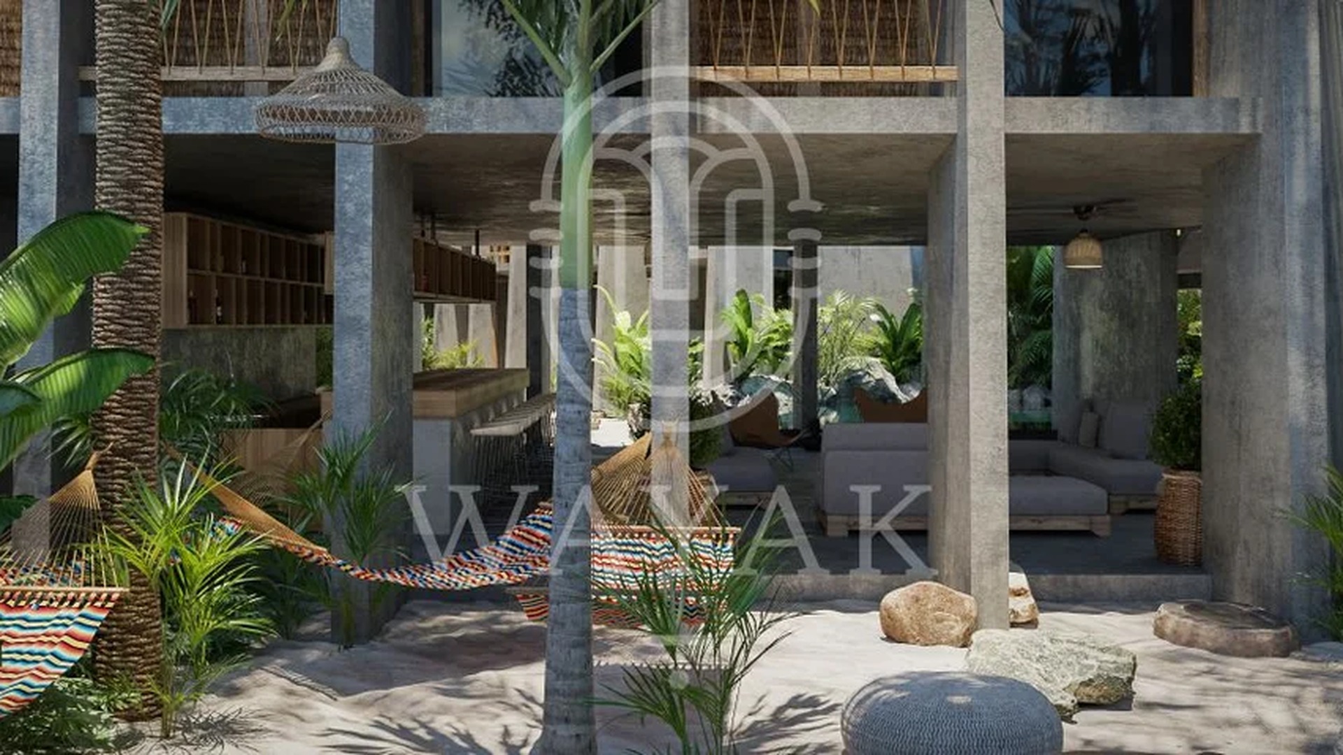 Image of a Brutalist-Inspired Design, featuring Lush Tropical Gardens and Indoor-Outdoor Living.