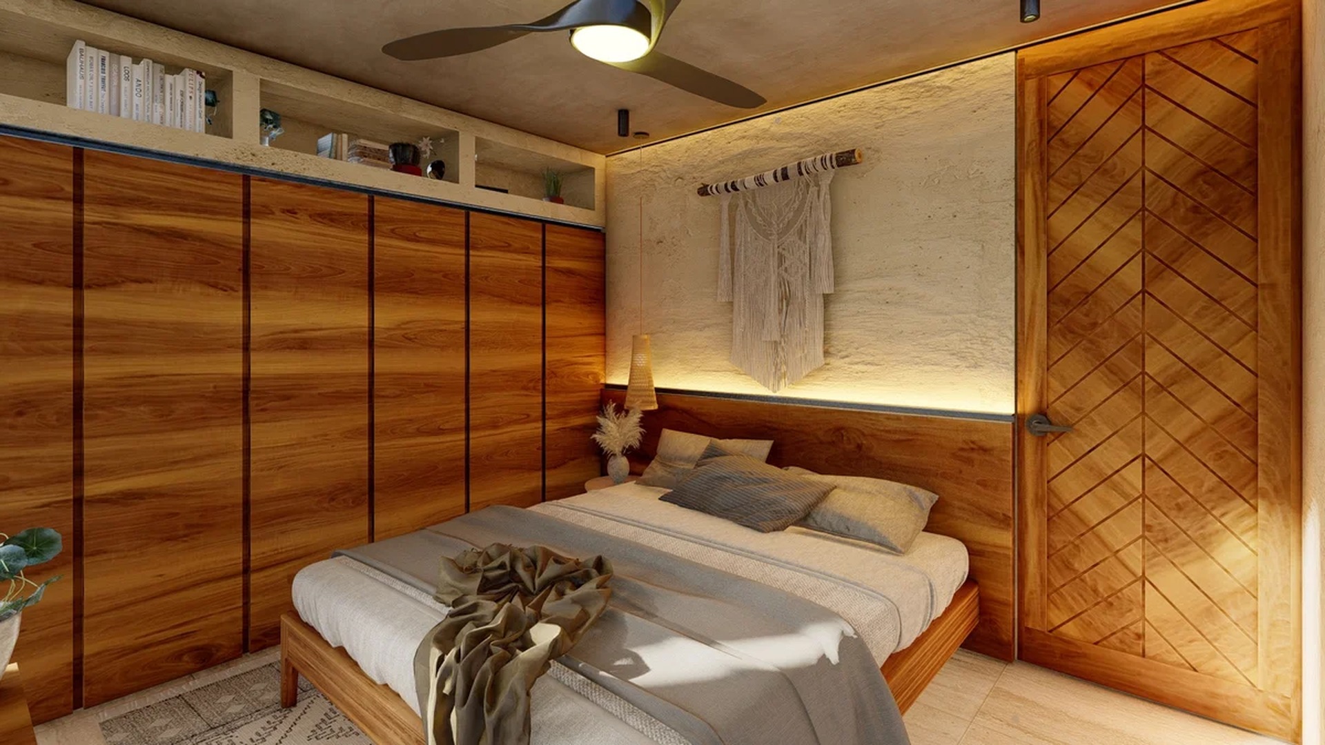 Image of a Bedroom, featuring Custom Woodwork and Built-in Wardrobe.