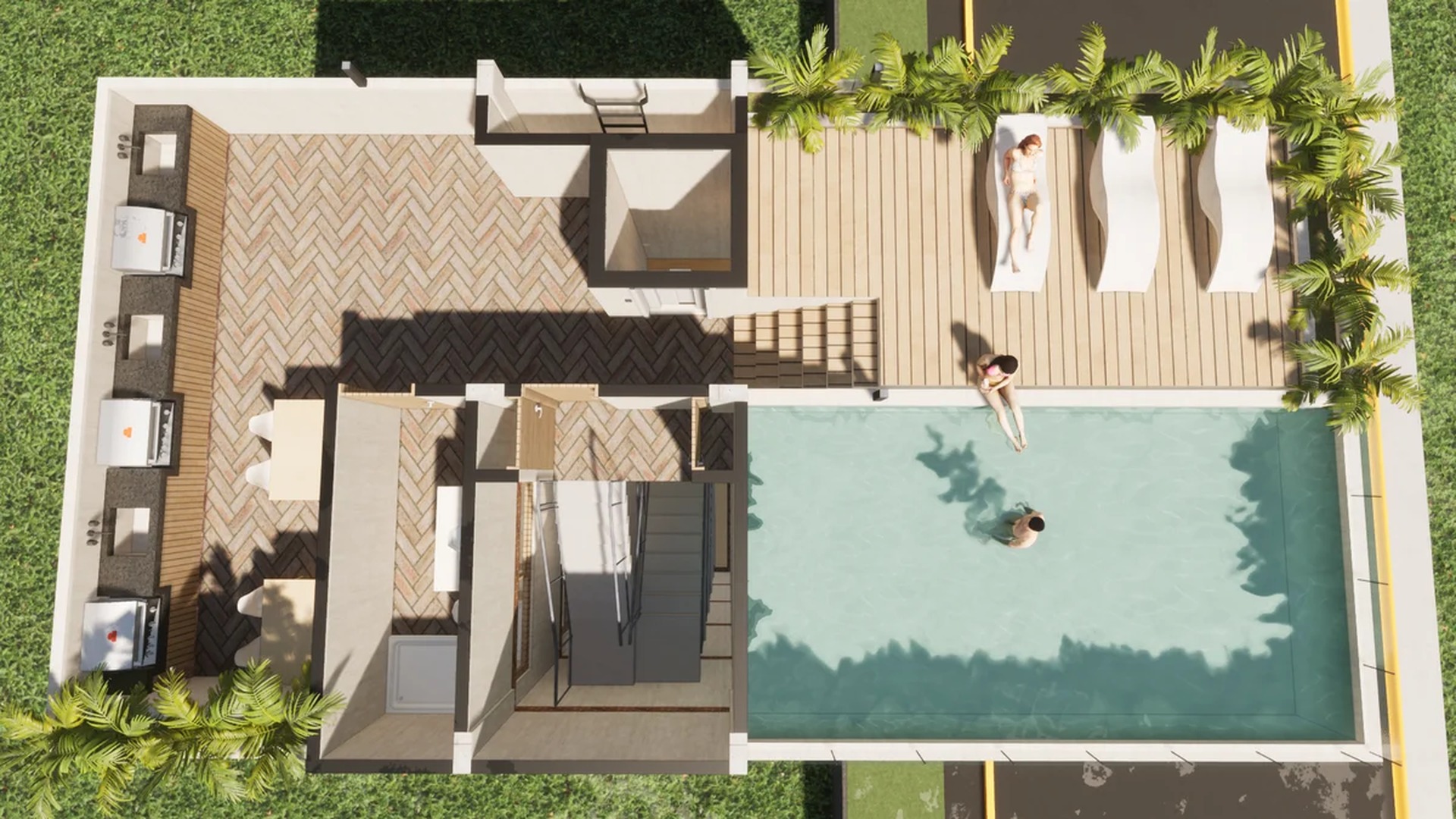 Image of a Rooftop Terrace, featuring Swimming Pool and Wood Sundeck.