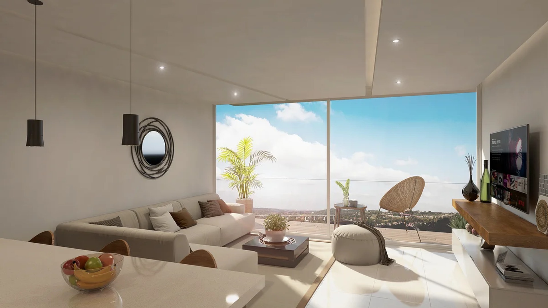 Image of a Open-Concept Living, featuring Floor-to-Ceiling Windows and Private Balcony.