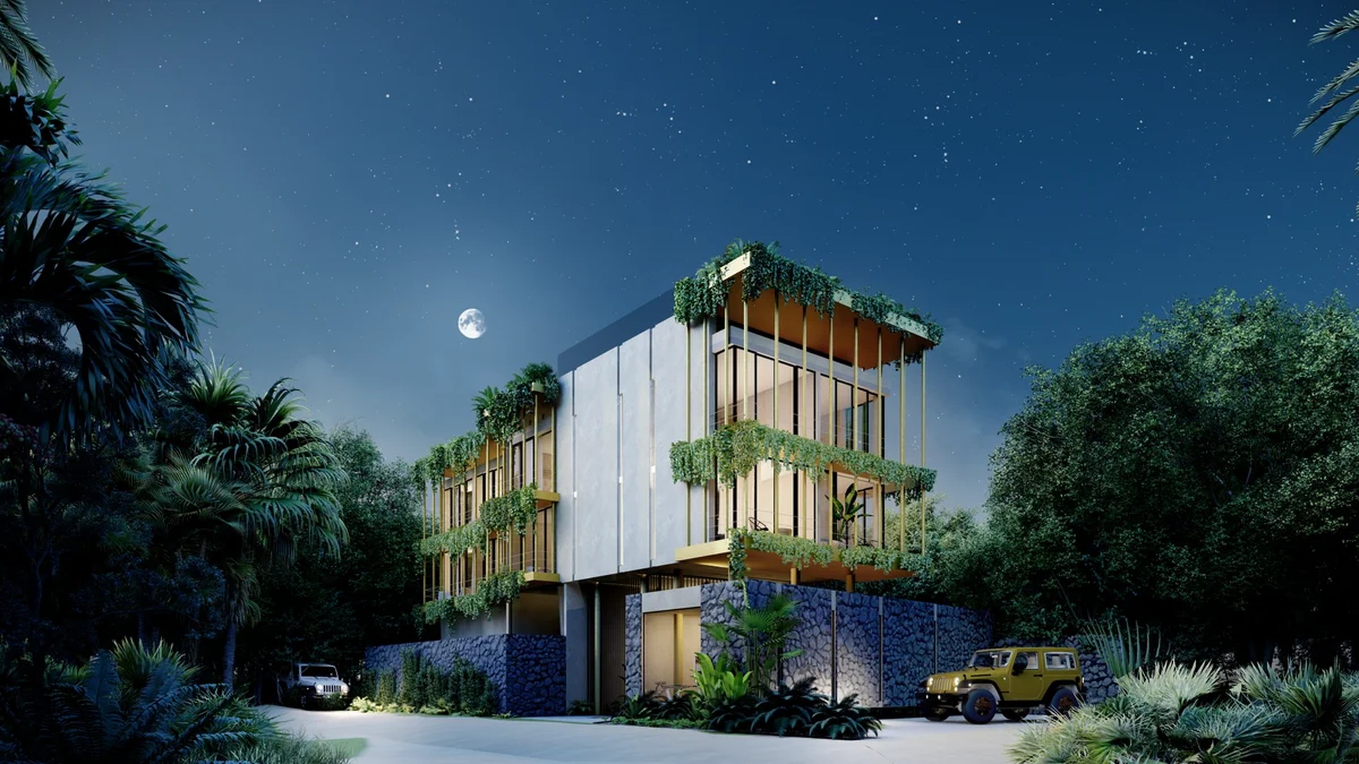 Image of a Modern Architecture, featuring Biophilic Design and Green Terraces.