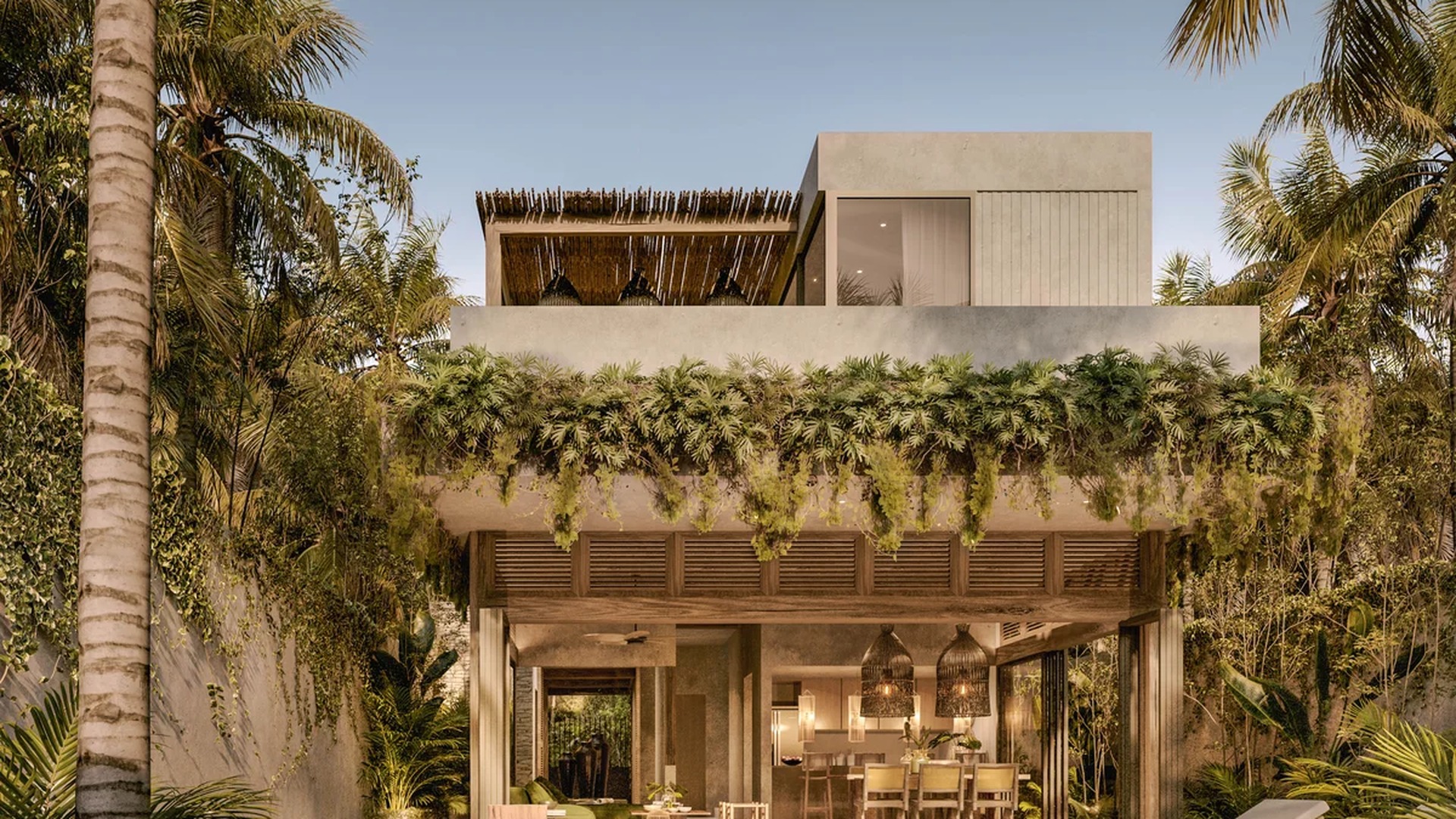 Image of a Private Pool, featuring Indoor-Outdoor Living and Tropical Modern Design.