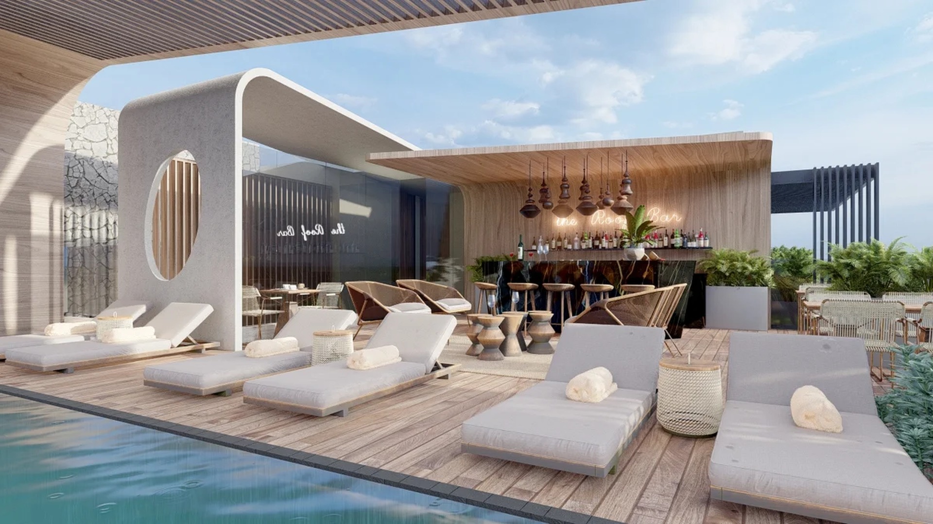 Image of a Rooftop Pool, featuring Rooftop Bar and Poolside Lounge.