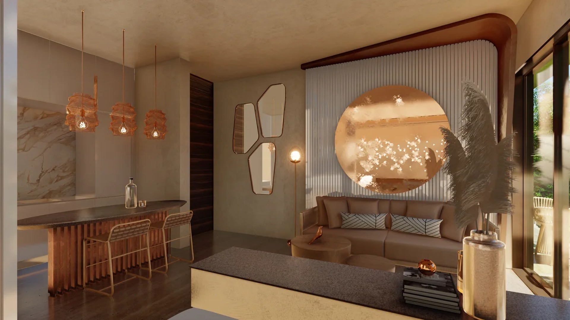 Image of a Open-Concept Living, featuring Breakfast Bar and Contemporary Design.