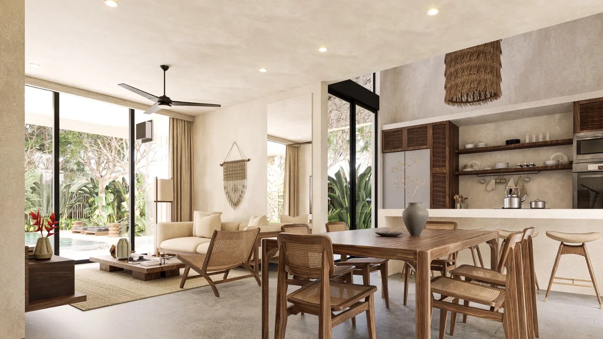 Image of a Open-Concept Living, featuring Indoor-Outdoor Living and Polished Concrete Floors.