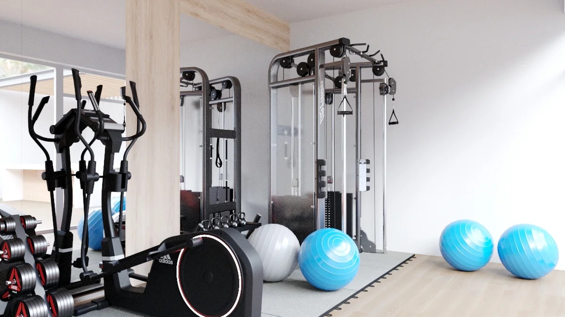 Image of a Fitness Center, featuring Modern Gym and Cardio Equipment.