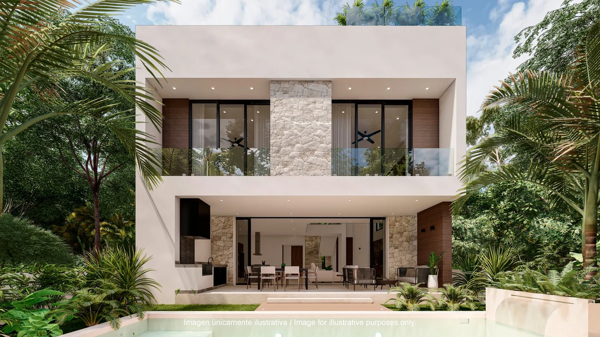 Image of a Modern Villa, featuring Private Pool and Lush Garden.