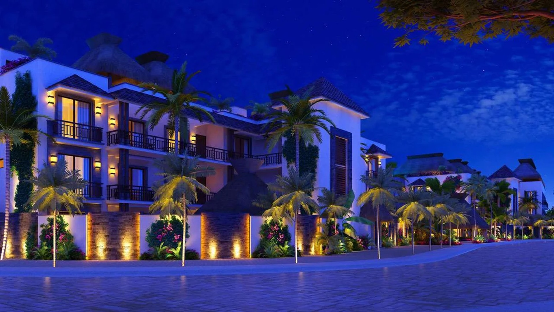 Image of a Luxury Condominiums, featuring Tropical Architecture and Private Balconies.
