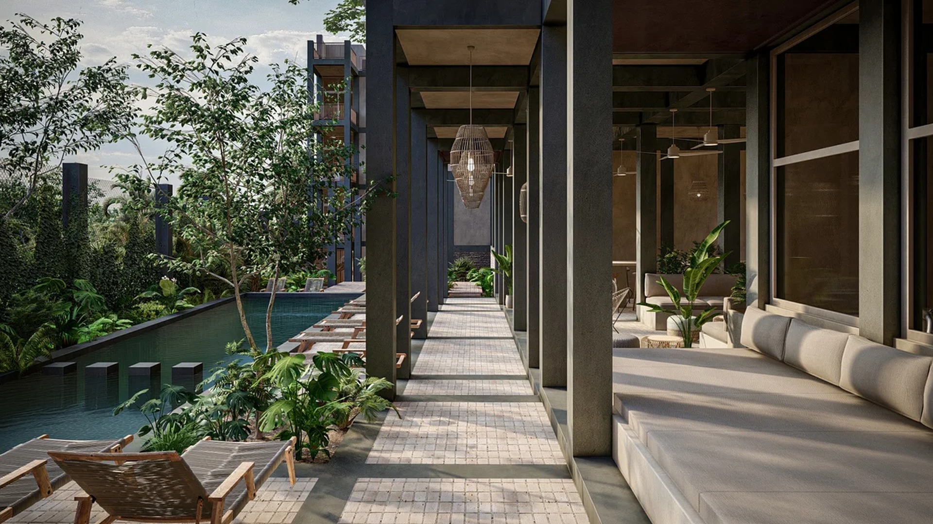 Image of a Resort-Style Pool, featuring Lush Garden and Covered Terrace.