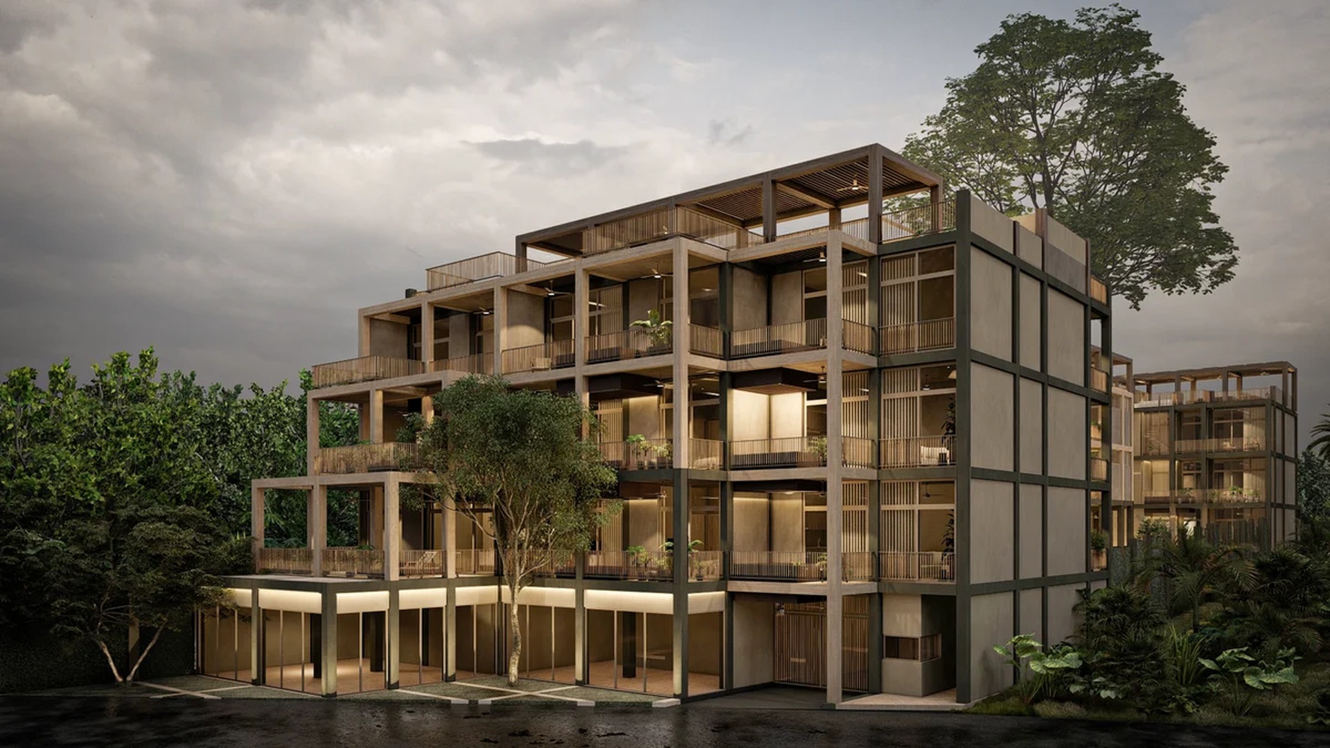 Image of a Modern Architecture, featuring Private Balconies and Rooftop Terraces.