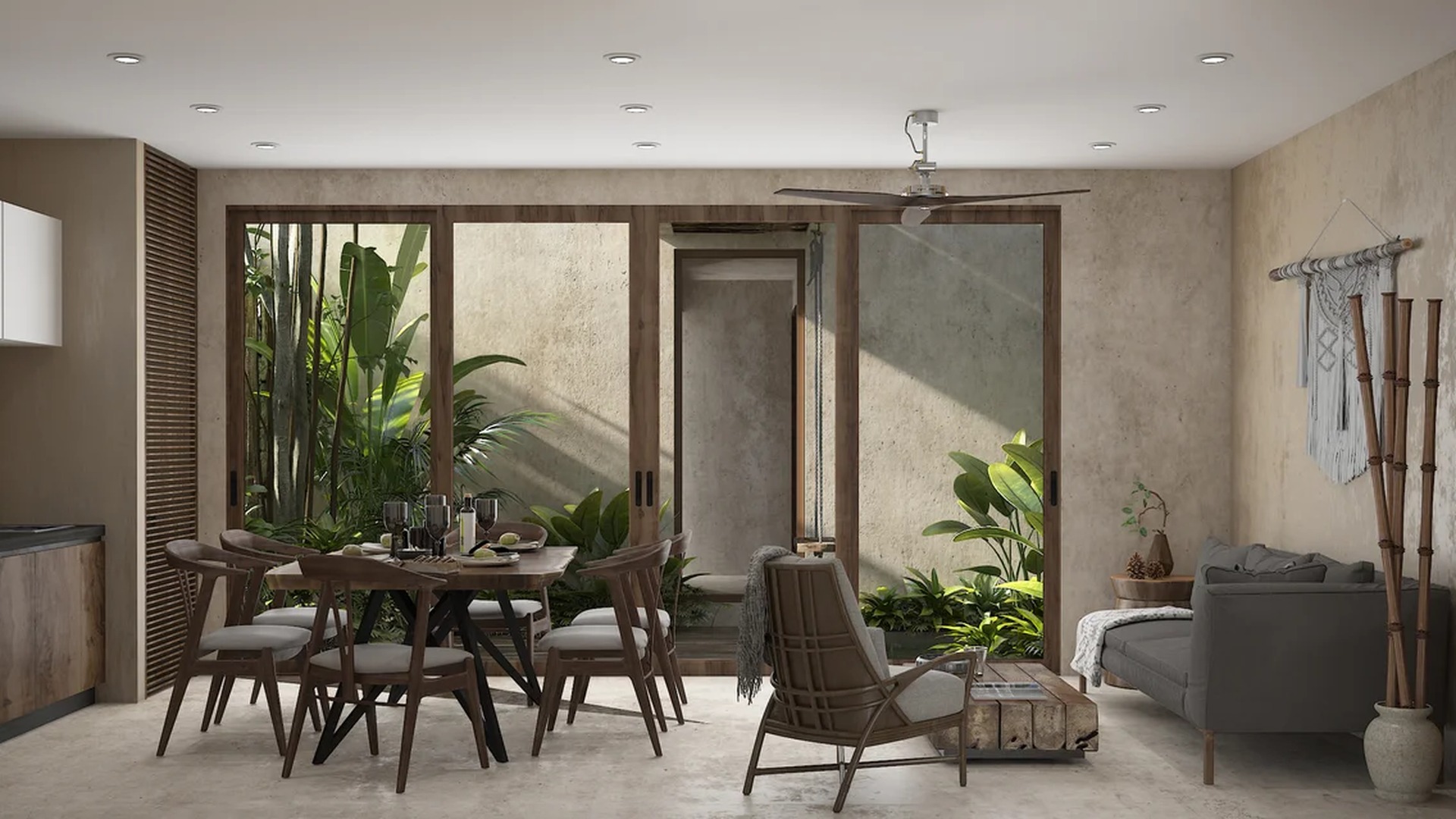 Image of a Open-Concept Living, featuring Dining Area and Garden View.