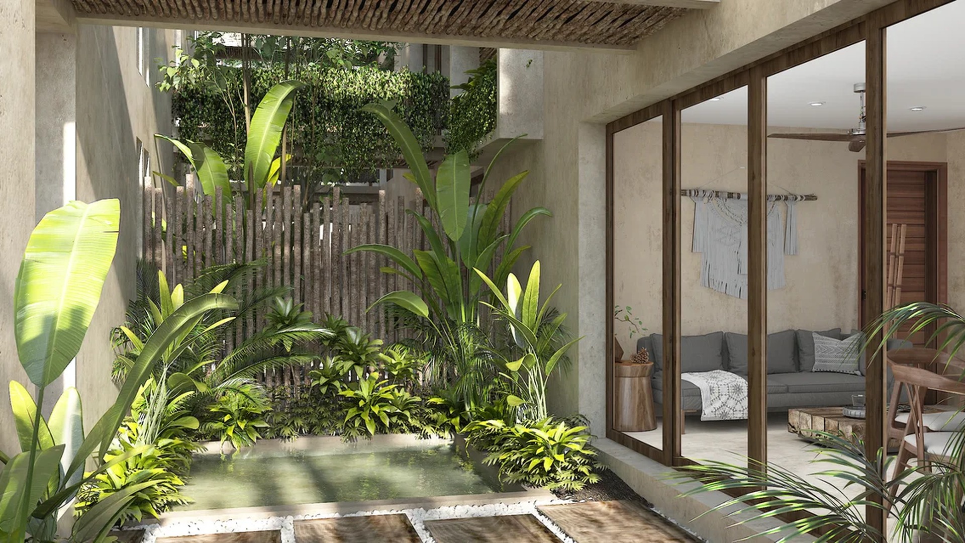 Image of a Private Plunge Pool, featuring Lush Garden Courtyard and Indoor-Outdoor Living.