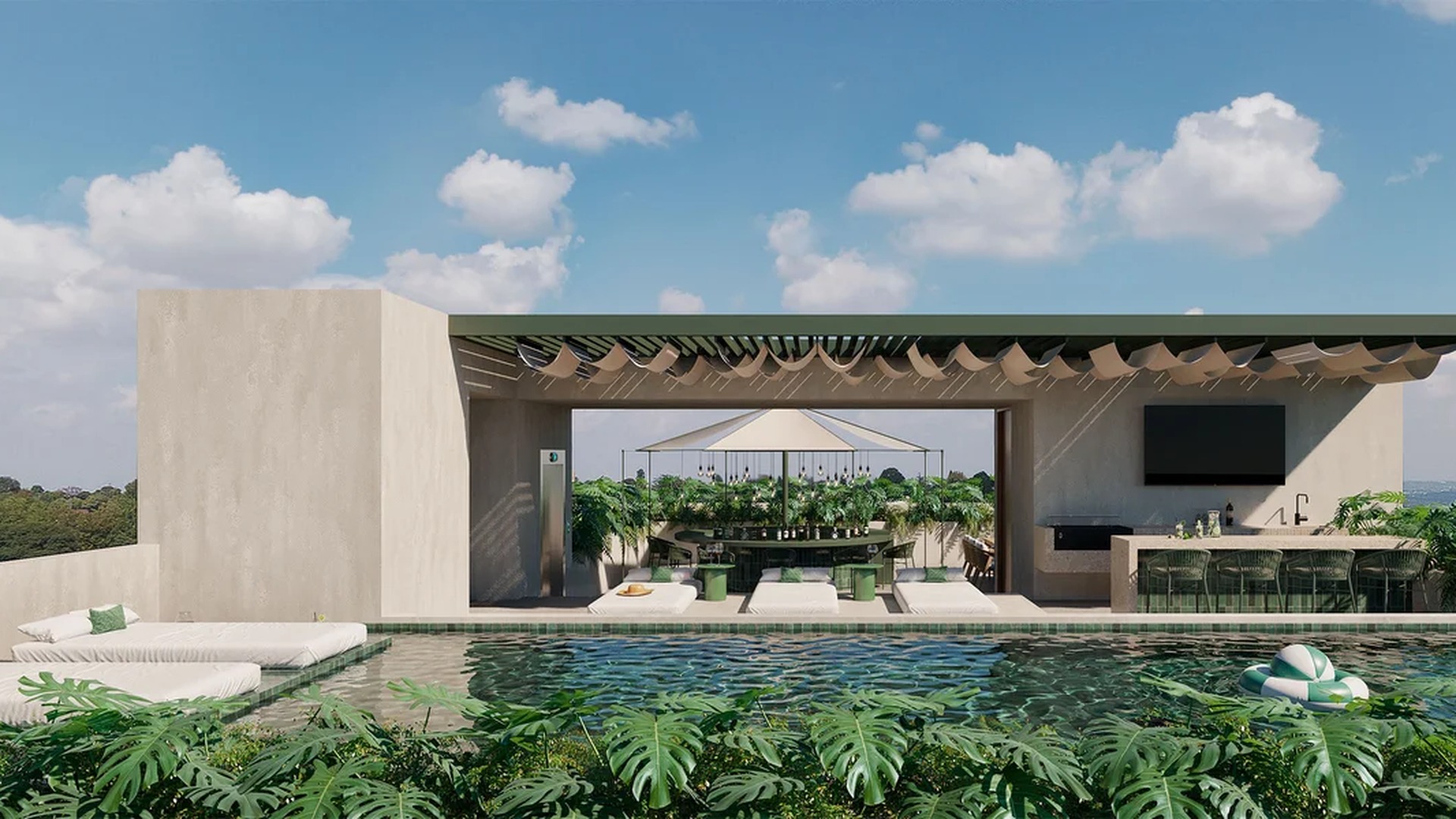 Image of a Rooftop Pool, featuring Sundeck and Outdoor Kitchen.