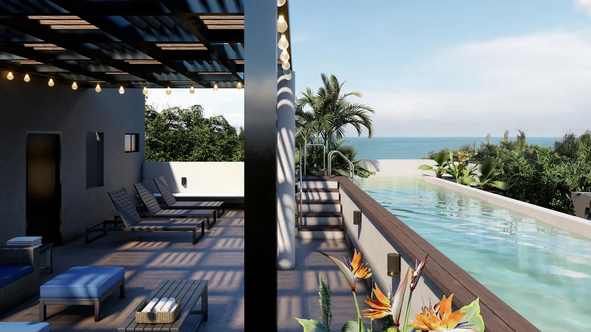 Image of a Rooftop Terrace, featuring Private Pool and Ocean View.