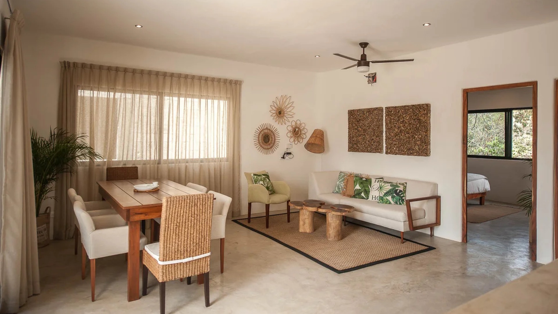 Image of a Open Concept Living, featuring Dining Area and Boho Chic Decor.