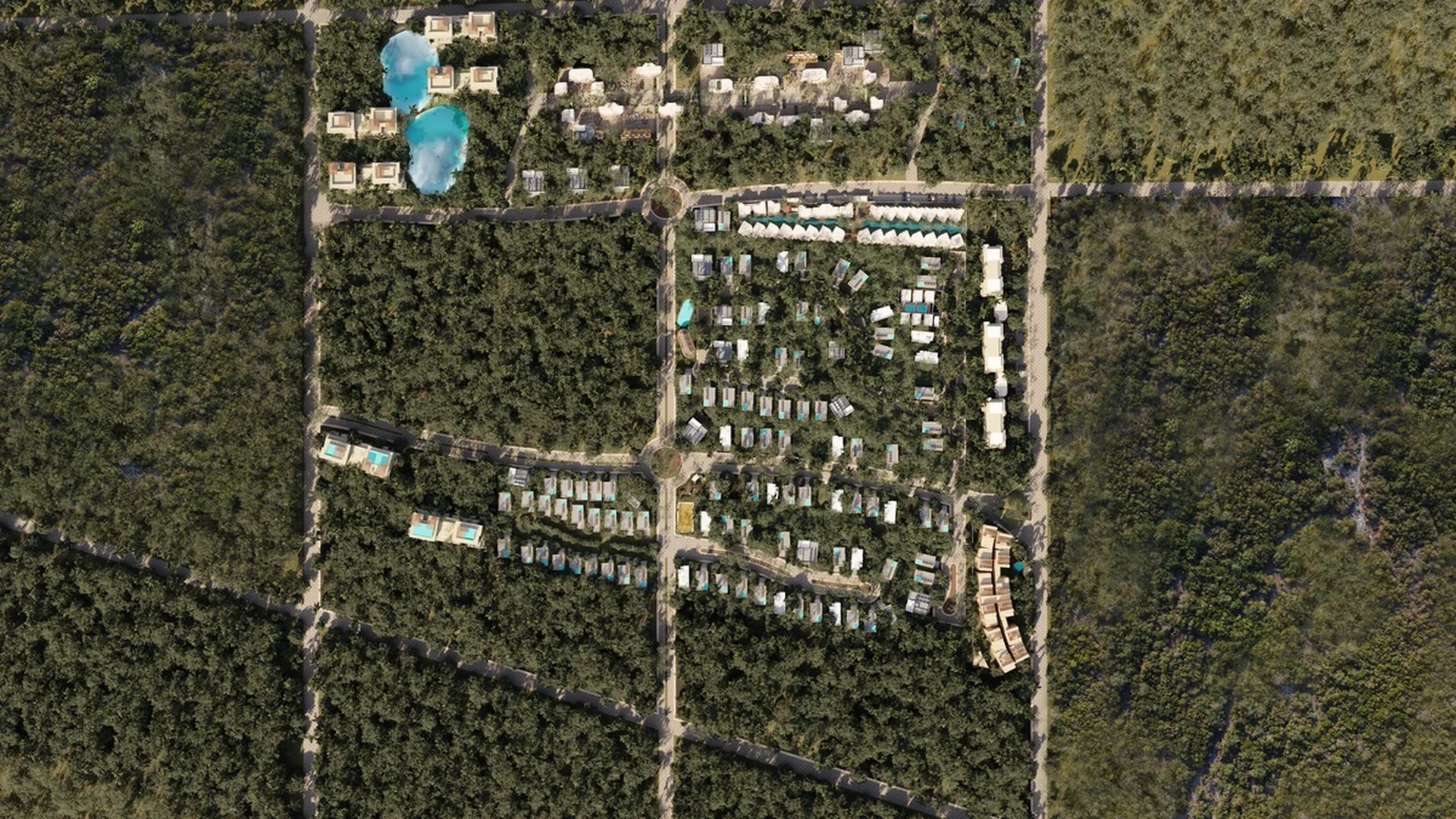 Image of a Master-Planned Community, featuring Lush Jungle Setting and Aerial View.
