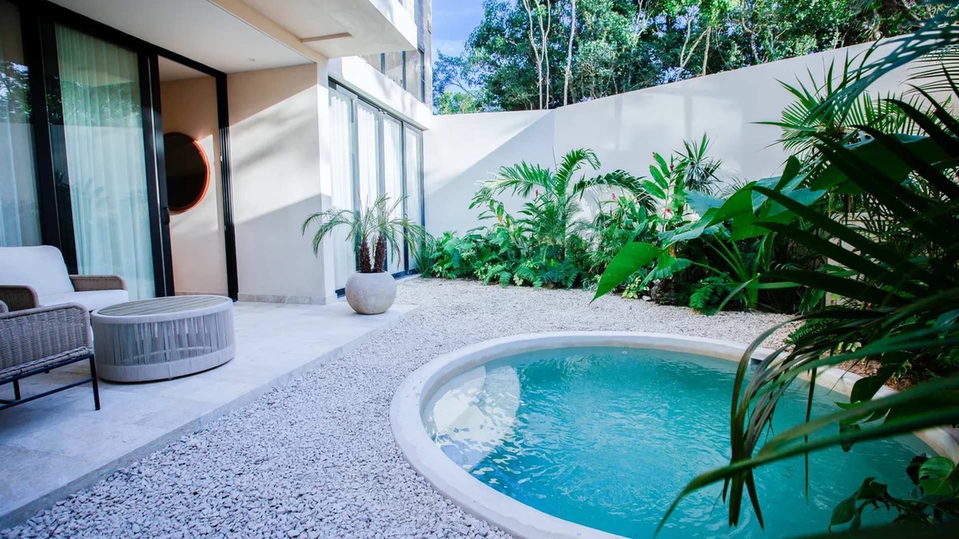 Image of a Private Plunge Pool, featuring Lush Tropical Garden and Private Patio.