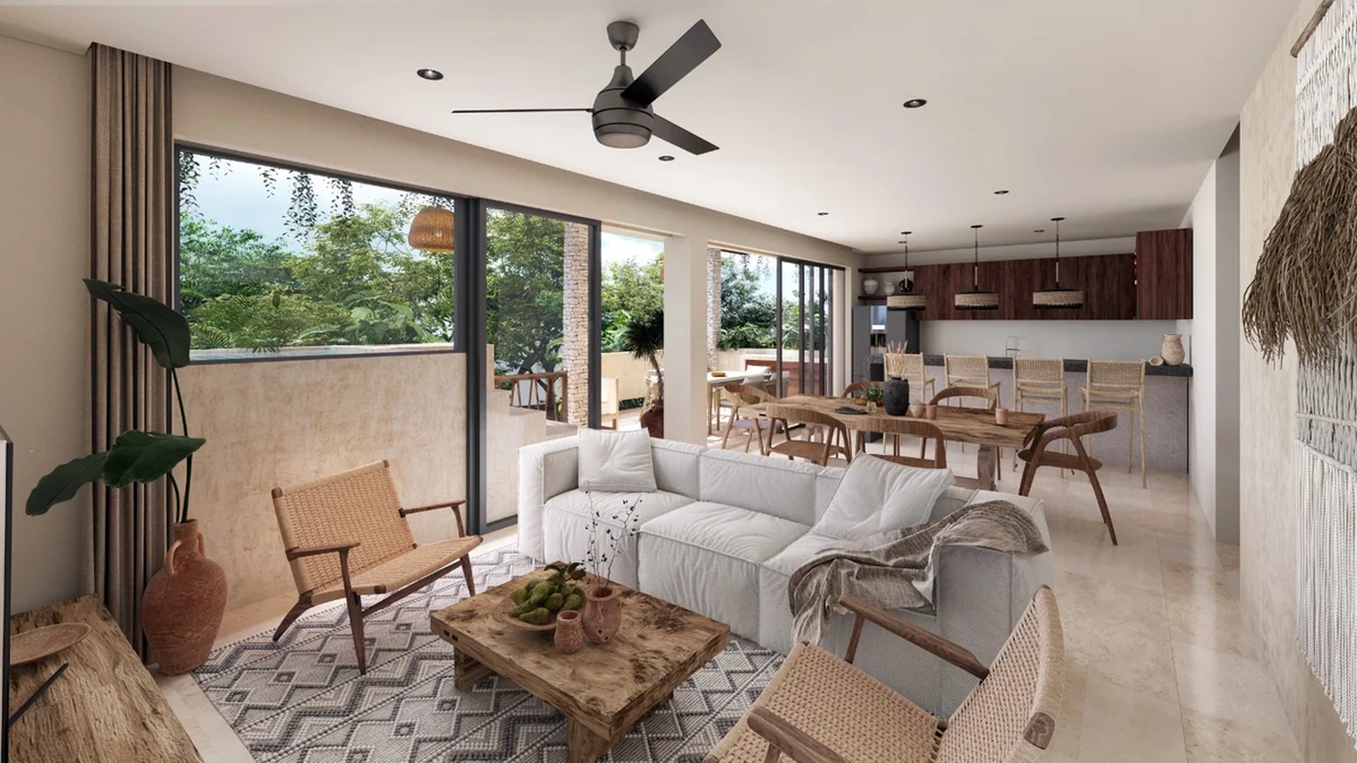 Image of a Open Concept Living, featuring Indoor-Outdoor Living and Bohemian Decor.