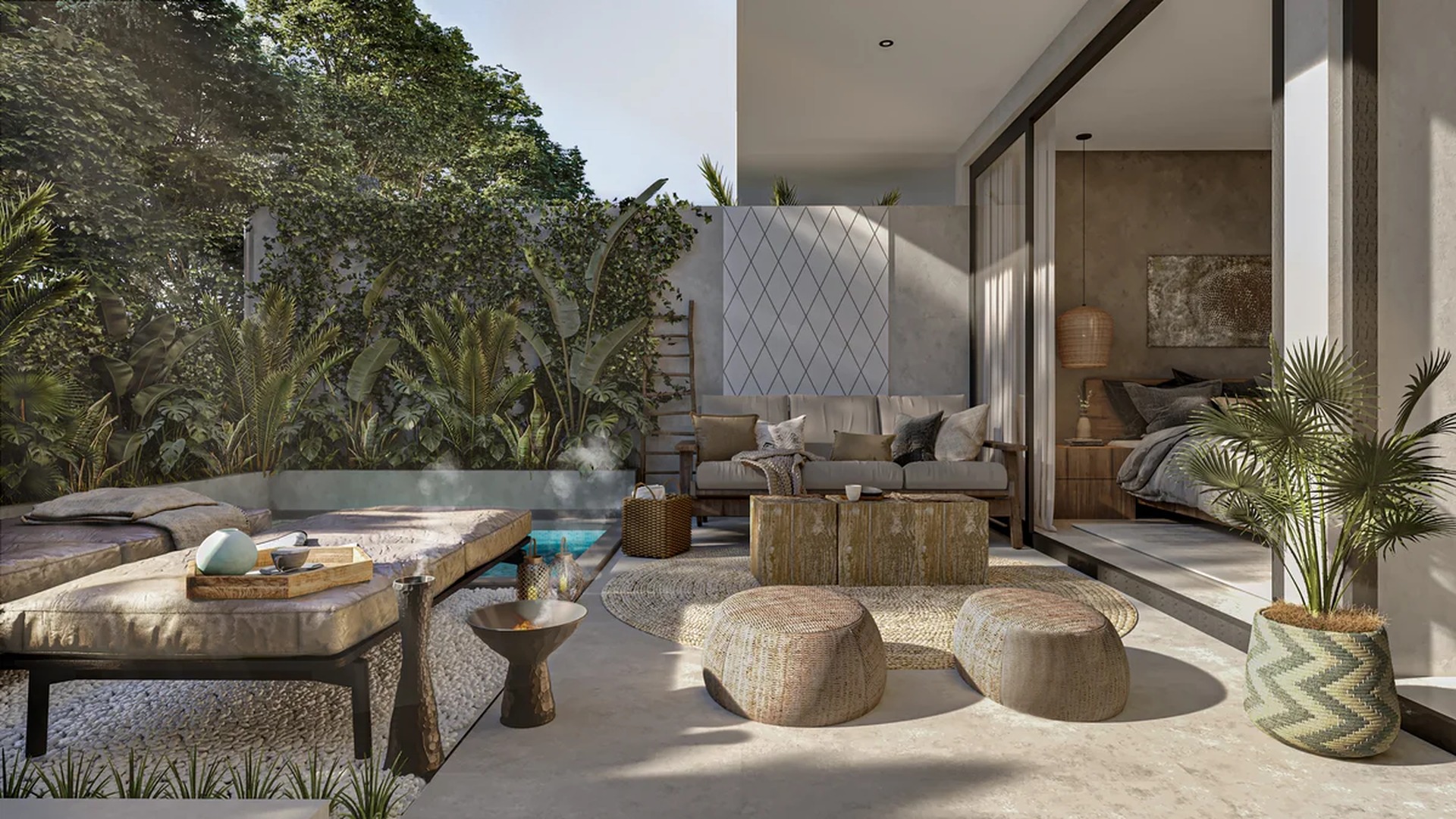 Image of a Private Patio, featuring Plunge Pool and Lush Garden.