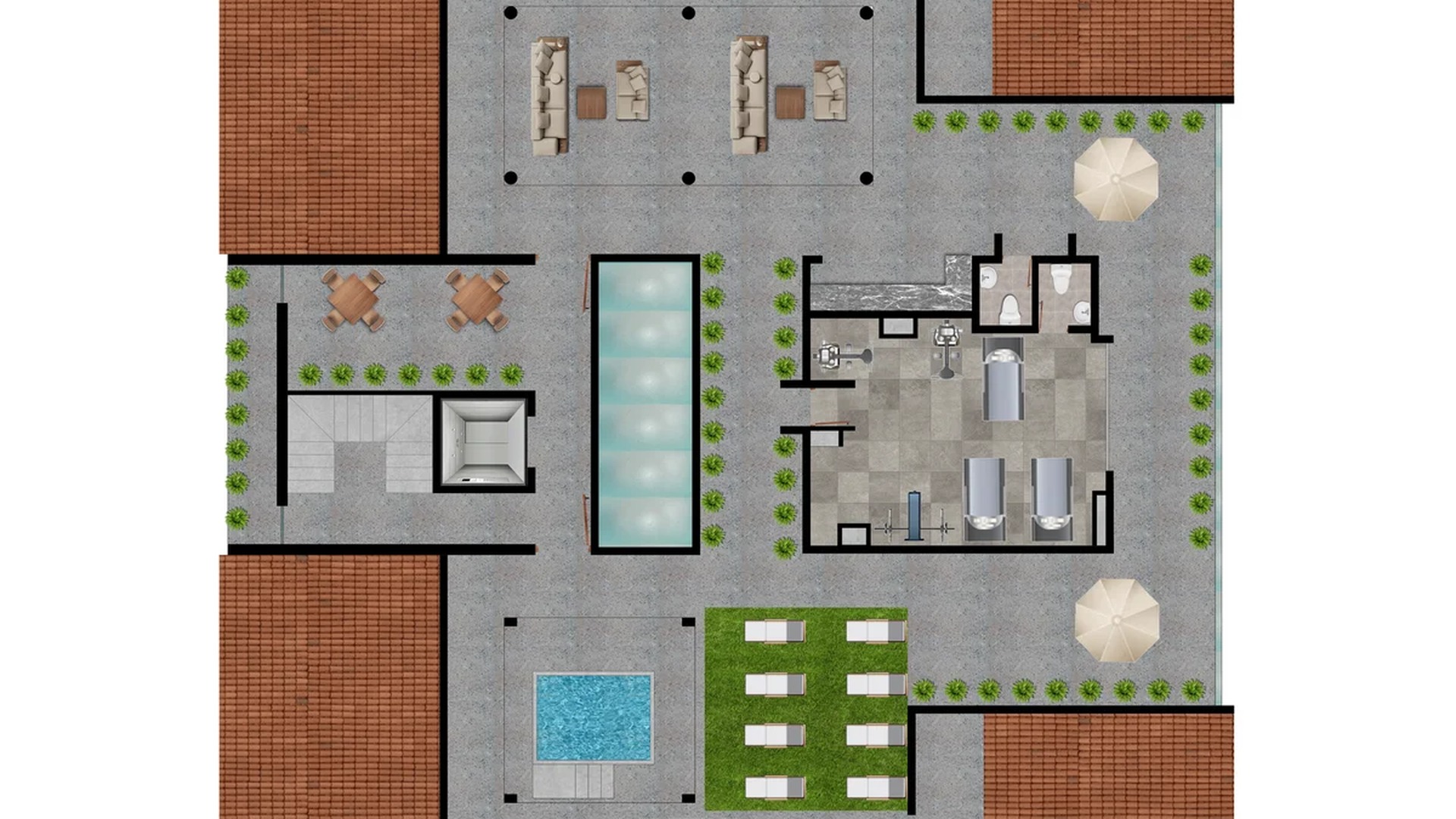 Image of a Amenity Floor Plan, featuring Courtyard Terrace and Swimming Pool.