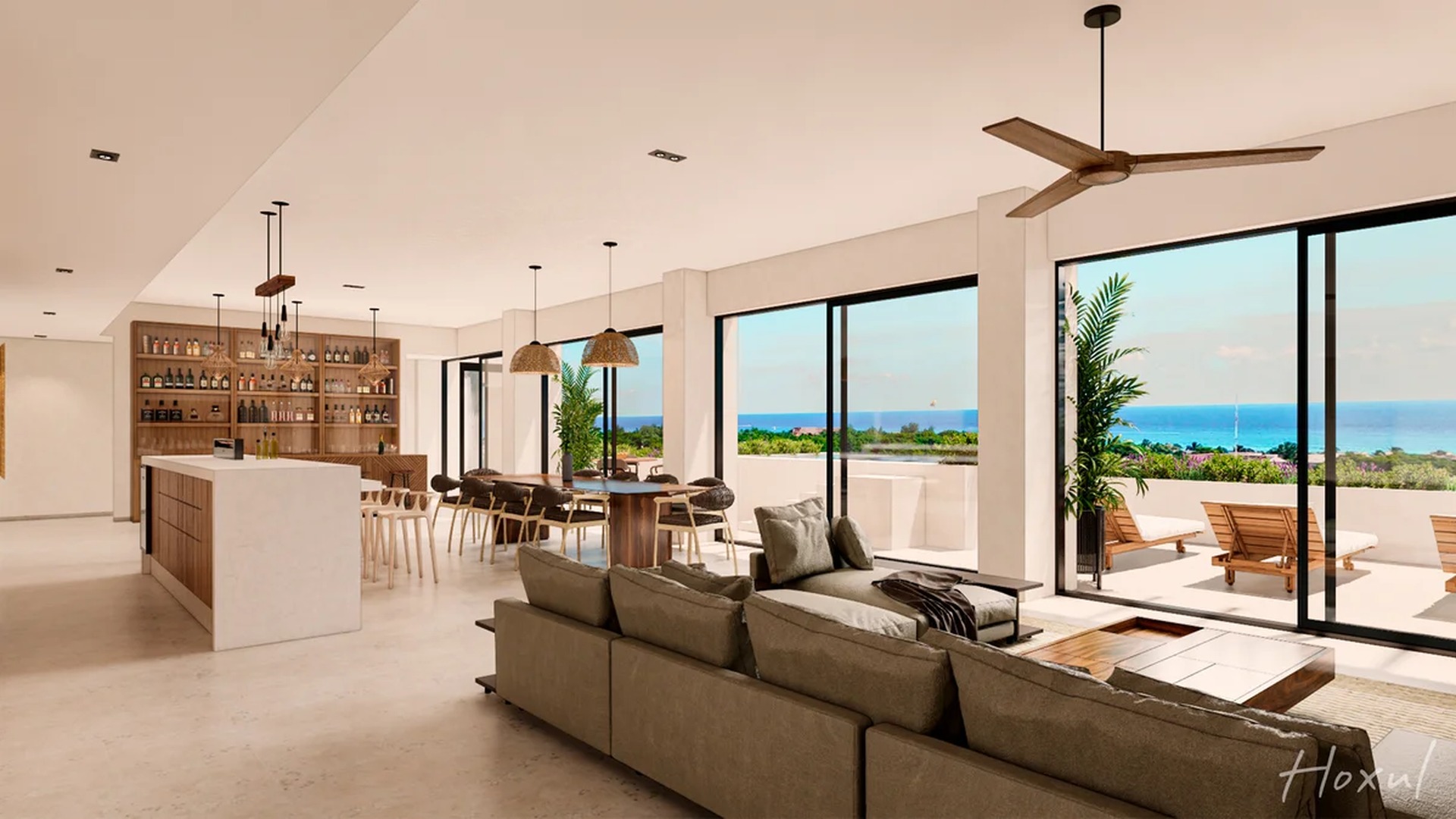 Image of a Open Concept Living, featuring Ocean View and Private Terrace.