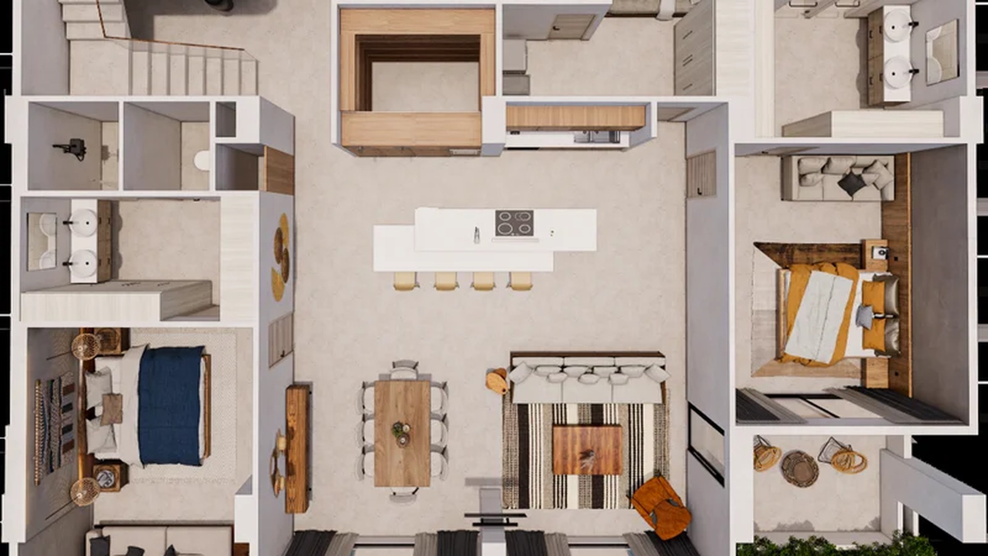 Image of a Open-Concept Living, featuring Modern Kitchen and Kitchen Island.