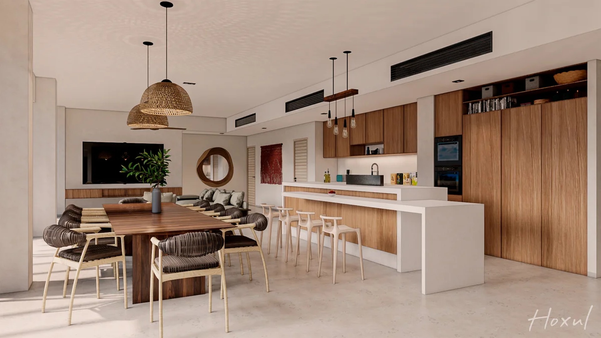 Image of a Open-Concept Living, featuring Modern Kitchen and Kitchen Island.