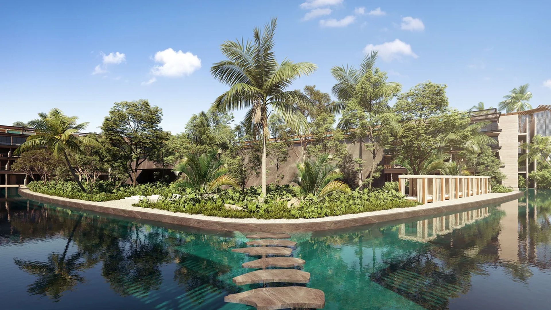 Image of a Resort-Style Pool, featuring Tropical Landscaping and Lush Garden.