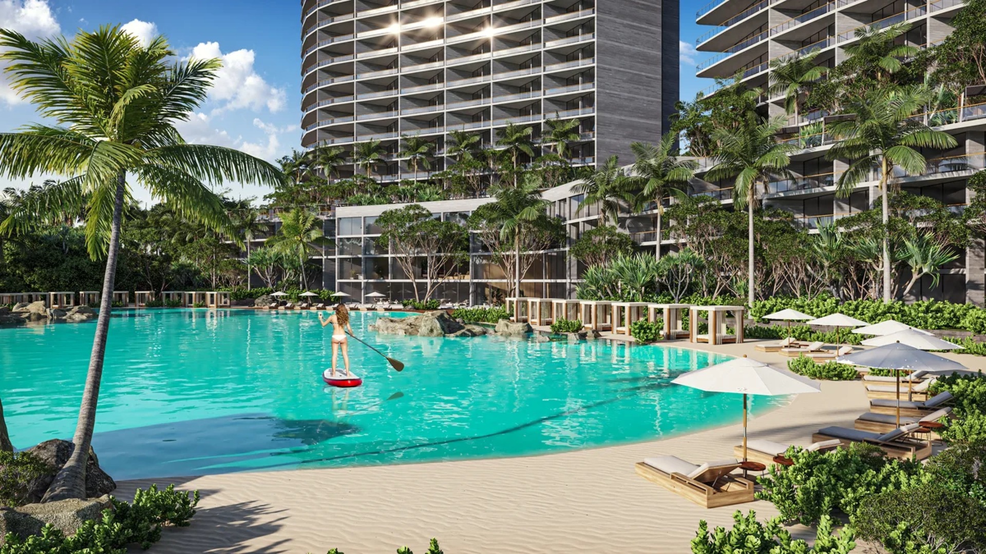 Image of a Lagoon-Style Pool, featuring Sandy Beach Area and Resort-Style Living.