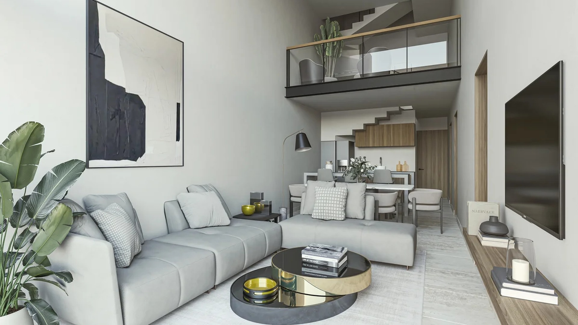 Image of a Loft-Style Apartment, featuring Open-Concept Living and High Ceilings.