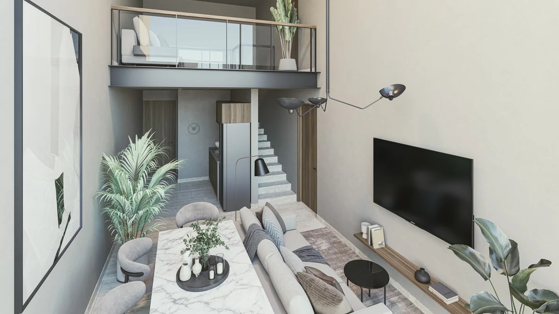 Image of a Loft-Style Apartment, featuring Mezzanine Level and High Ceilings.