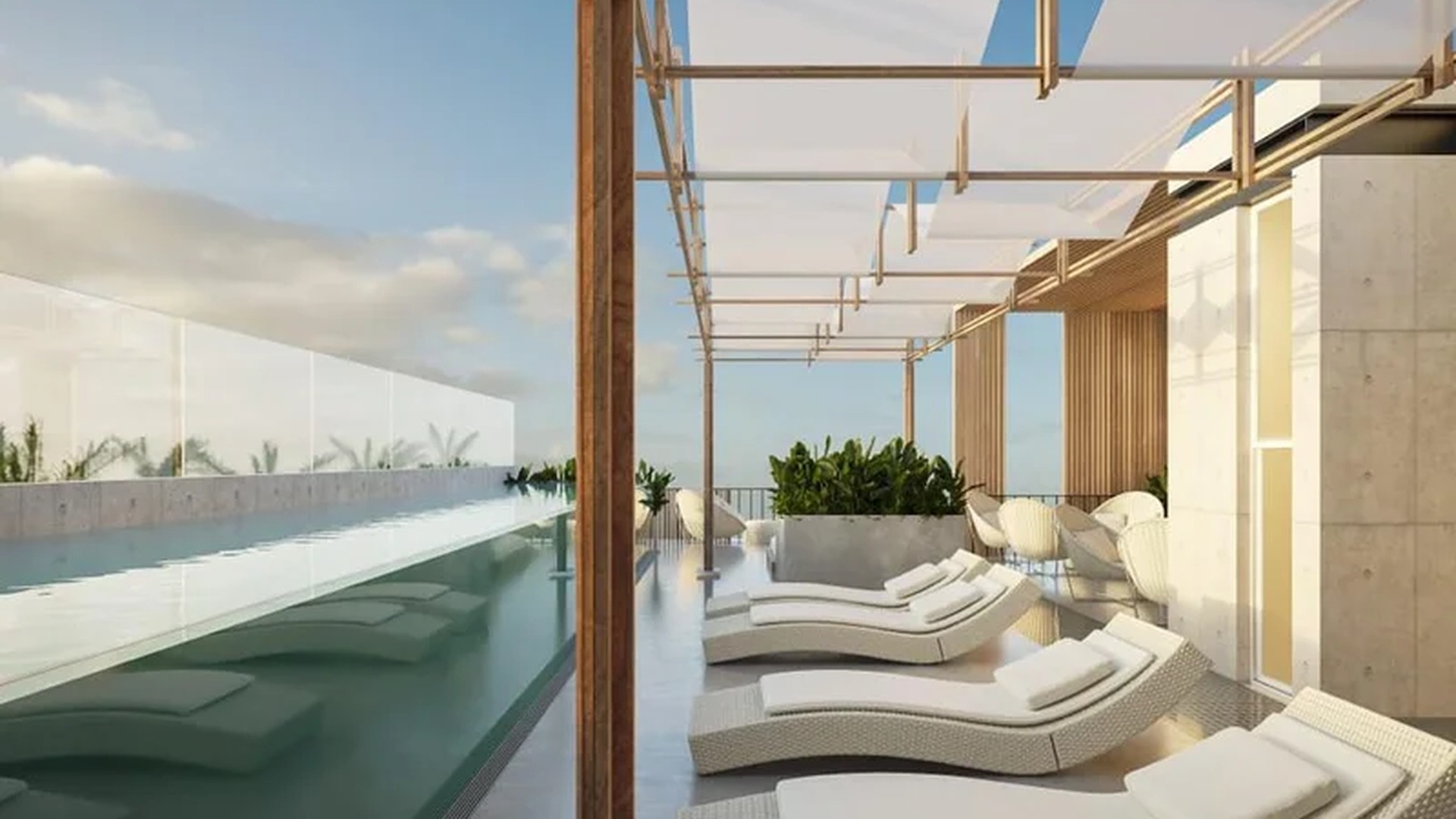 Image of a Rooftop Pool Deck, featuring Infinity Pool and Sundeck Lounge.