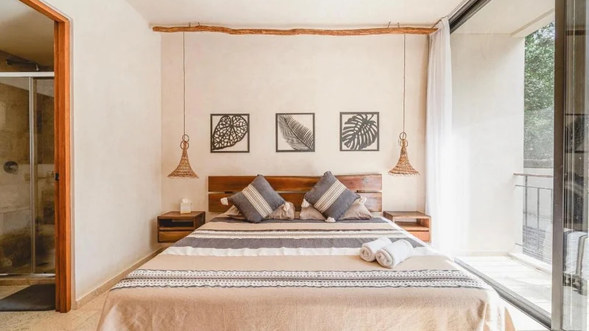 Image of a Boho-Chic Bedroom, featuring Ensuite Bathroom and Private Balcony.
