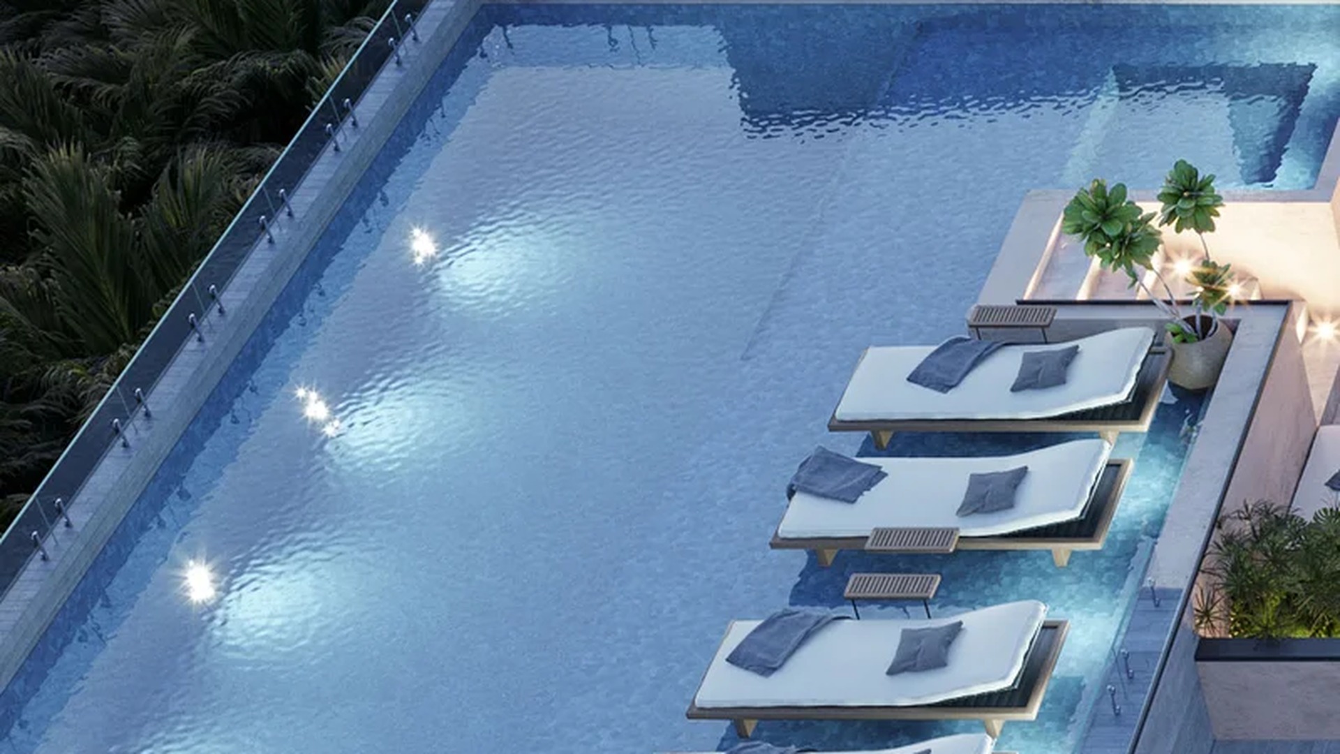 Image of a Rooftop Pool, featuring Sundeck and In-Pool Loungers.