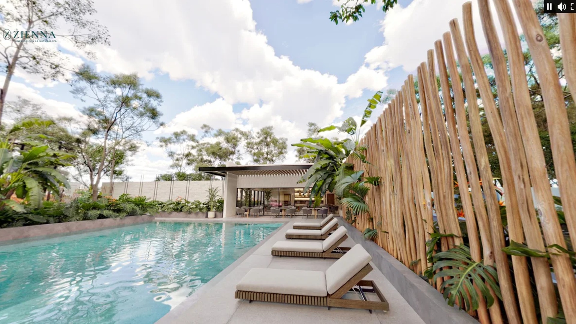 Image of a Resort-Style Pool, featuring Sundeck with Loungers and Lush Landscaping.