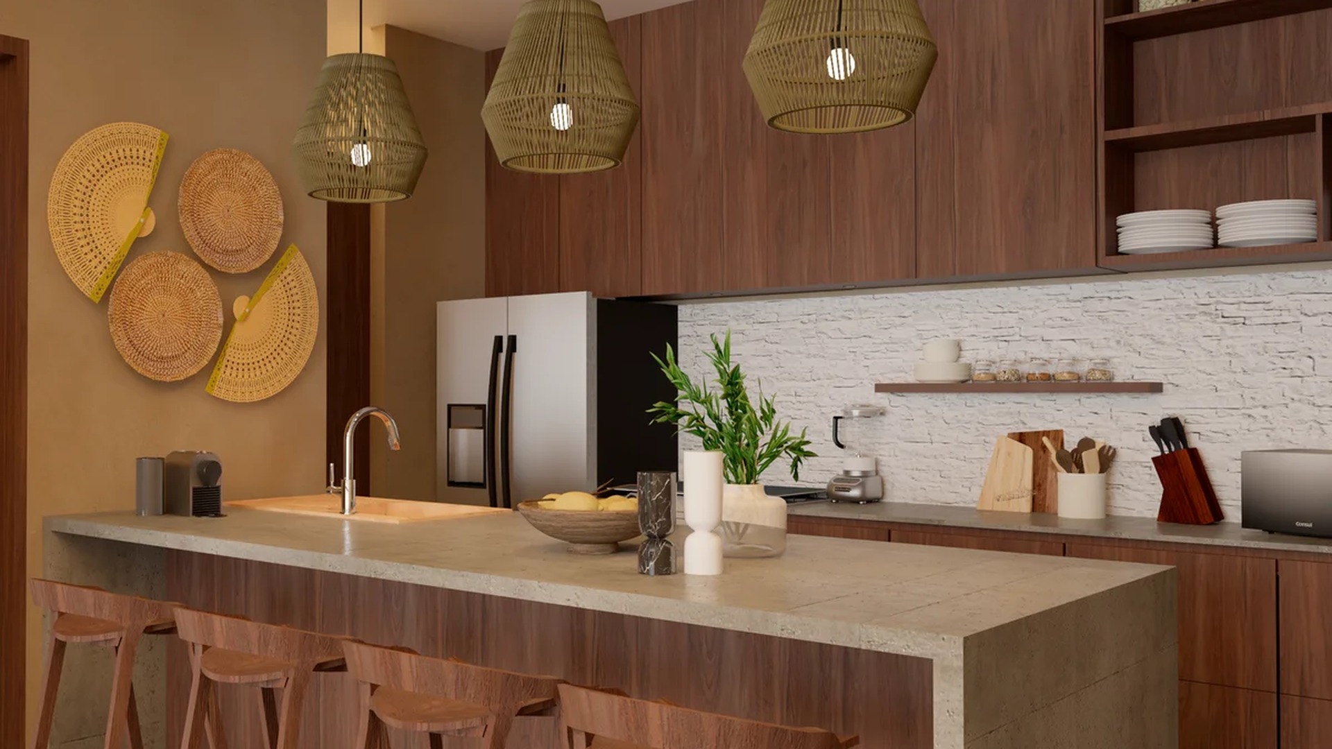 Image of a Modern Kitchen, featuring Kitchen Island and Breakfast Bar Seating.