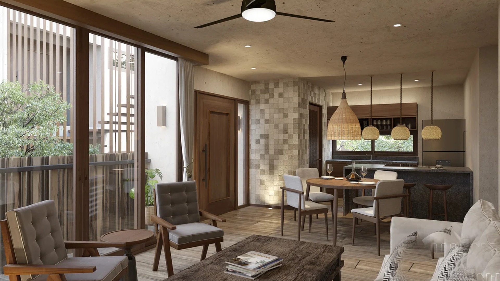 Image of a Open-Concept Living, featuring Modern Kitchen and Dining Area.