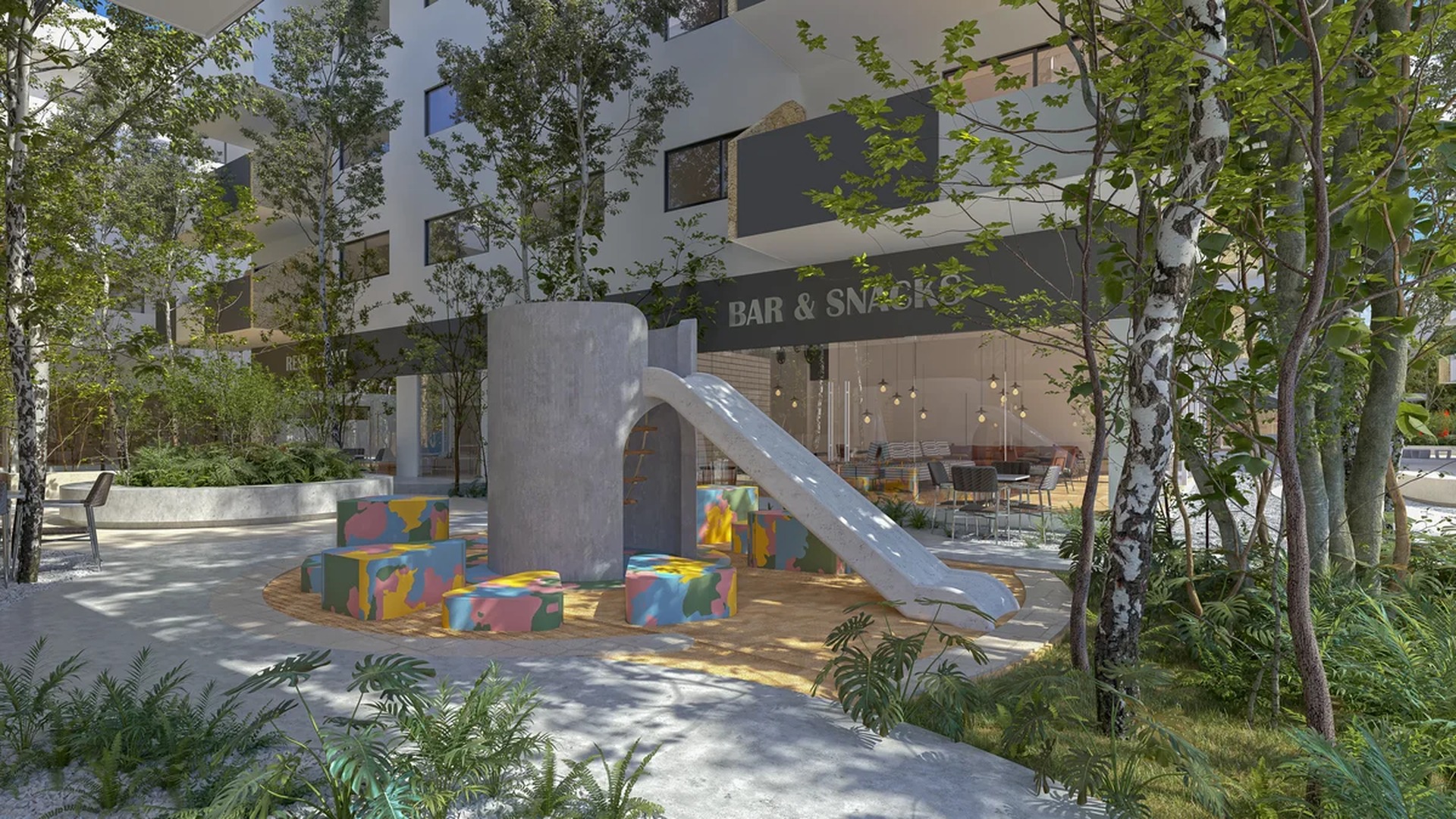 Image of a Children's Playground, featuring Landscaped Courtyard and On-site Cafe.